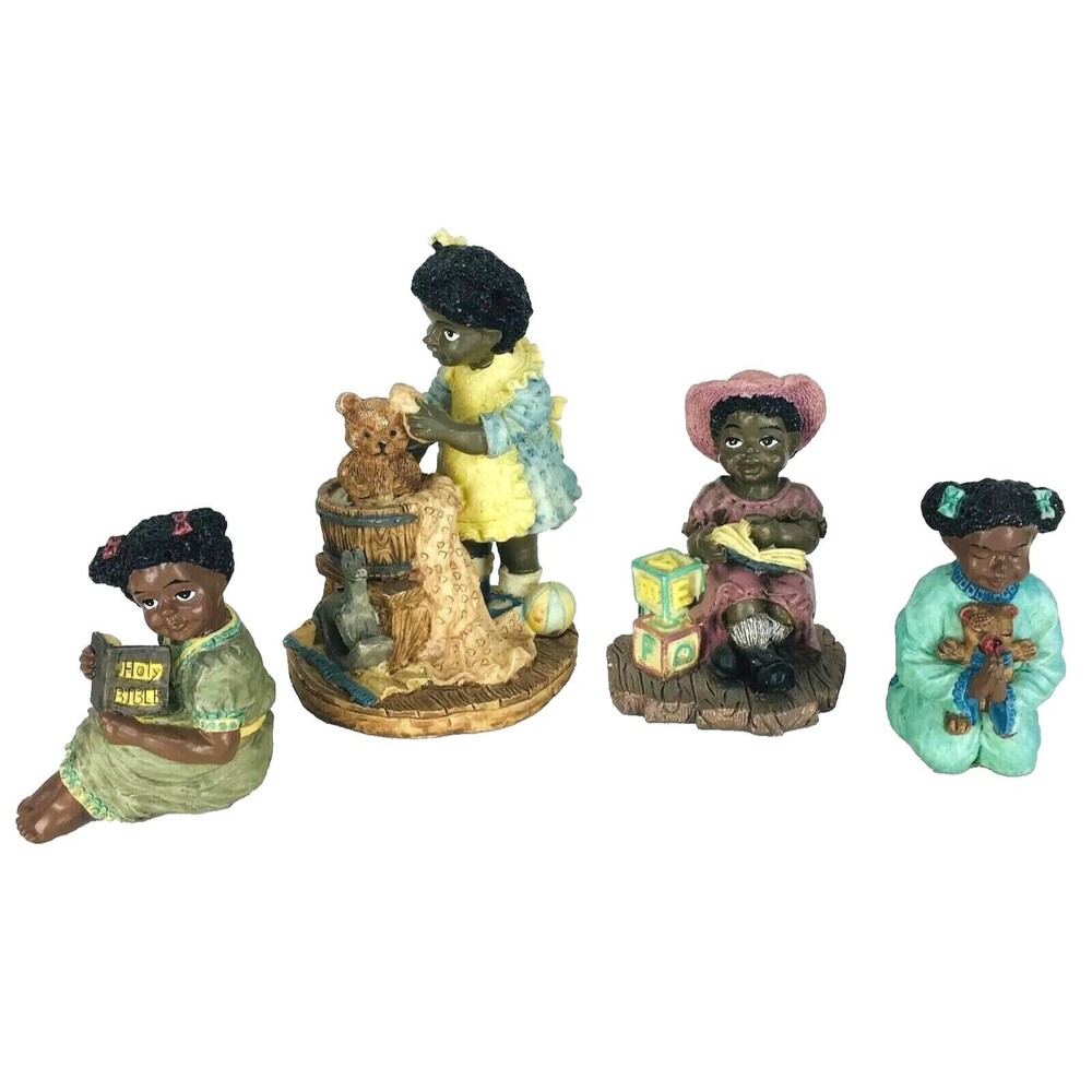 Vintage YOUNG'S Black Americana African American Children Figurine Folk Art Lot